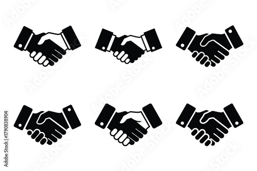 business handshake icon silhouette vector illustration isolated flat style art