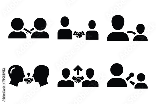 client relationship icon silhouette vector illustration isolated flat style art