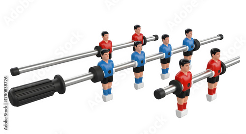 Foosball table soccer game with players for fun concept