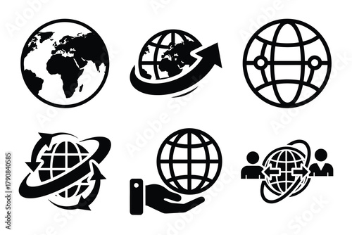 global business icon silhouette vector illustration isolated flat style art