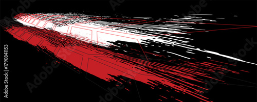 Tire tread marks, wheel textures, tire marks - car racing, motocross, drift, rally, off-road and others. Vector black isolated texture in grunge style with splashes.eps10