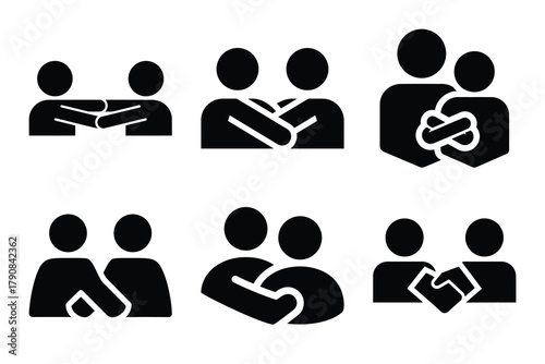 partnership icon silhouette vector illustration isolated flat style art