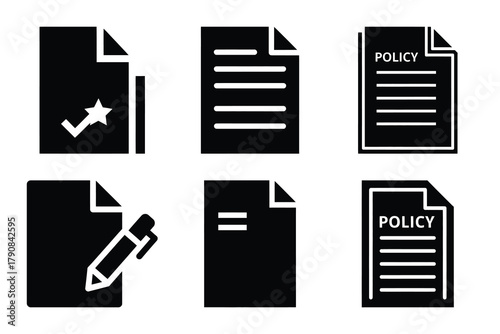 policy document icon silhouette vector illustration isolated flat style art