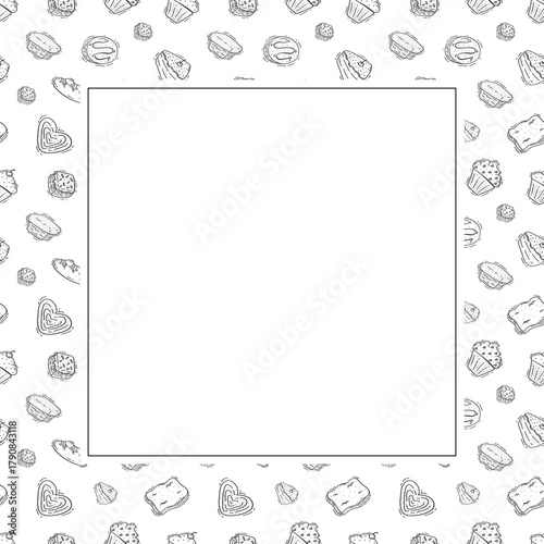 Hand Drawn Bread square frame background