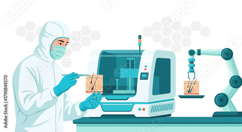 Innovative skin research: Scientist utilizing advanced bioprinting technology for dermatological