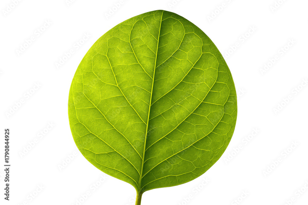 Obraz premium Vibrant green leaf with detailed venation showing growth concept on transparent background