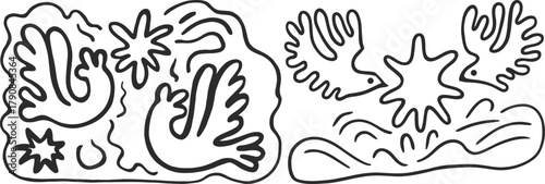 Stylized Vector Drawing of Birds and Sea Minimalist Graphic Design