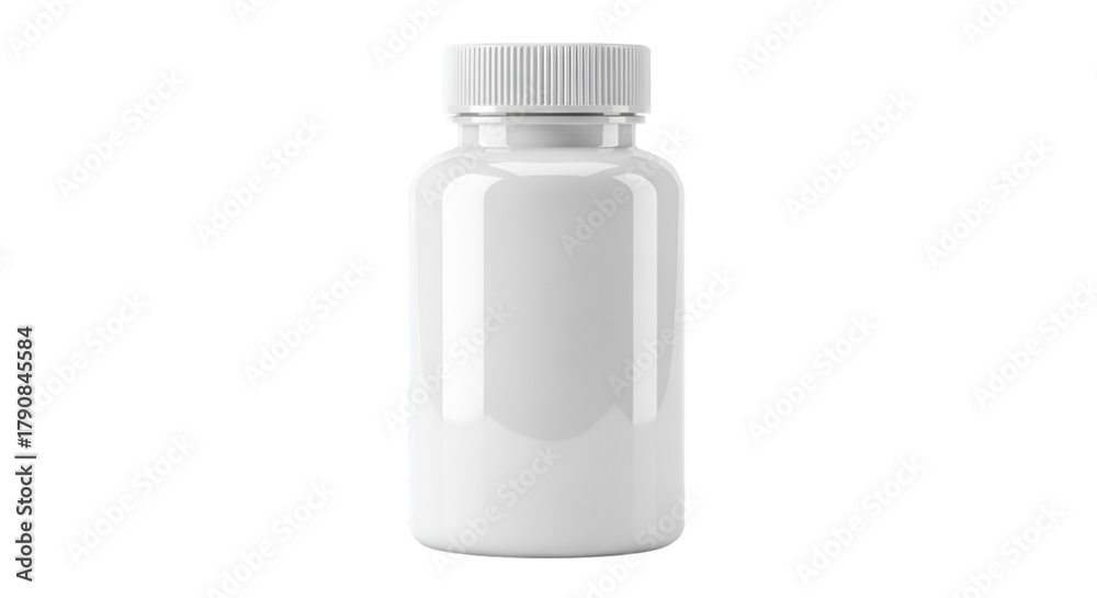 Fototapeta premium White Plastic Pill Bottle with White Screw Cap container