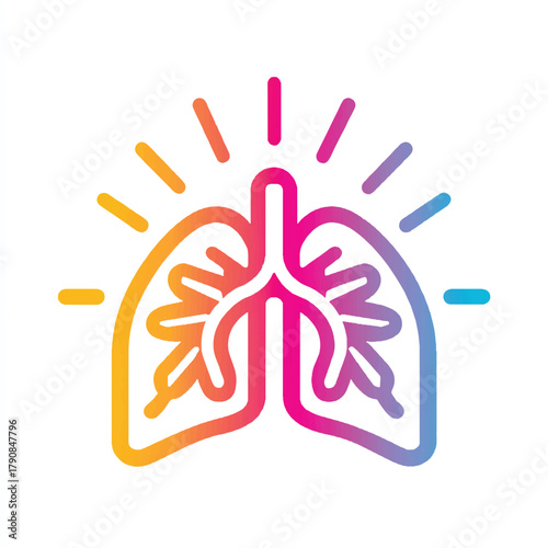 Gradient Lung Illustration for Respiratory Health Awareness and Medical Visualizations with Radiant Style Promoting Pulmonary Wellness and Anatomical Understanding in Vibrant Colors
