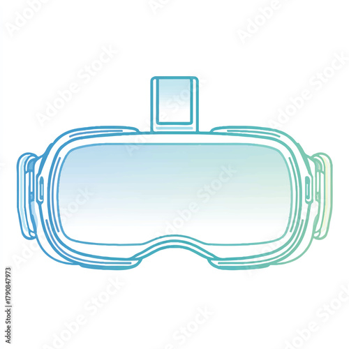 Gradient outline illustration of VR headset for virtual reality gaming and immersive digital experiences highlighting modern technology and futuristic entertainment concepts on white background