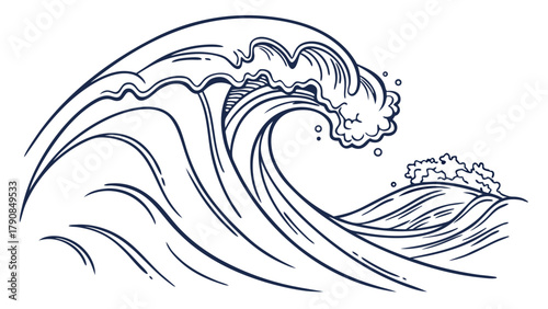 Dynamic Breaking Ocean Wave Line Art Illustration for Business Growth Marketing Campaigns Web Design and Overcoming Challenges