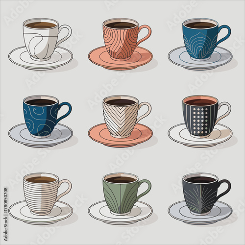 Cup set vector