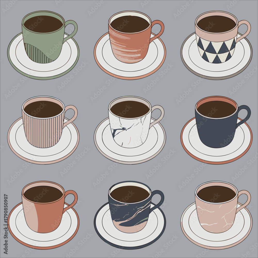Obraz premium Cup set vector