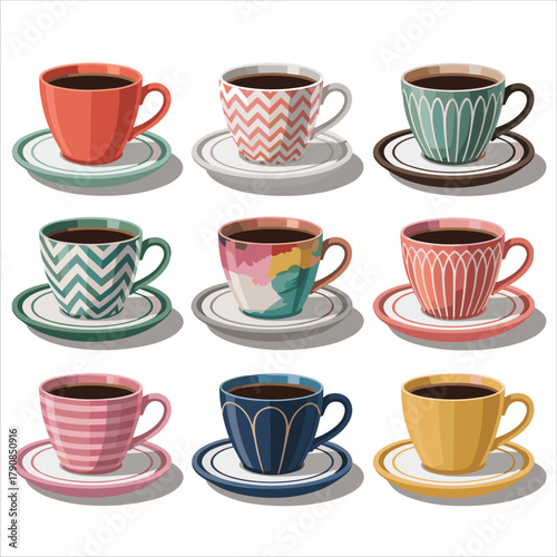 Cup set vector