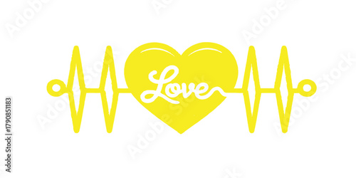 Vector illustration of a medical heart and heartbeat symbol representing love, health, and life through a cardiology ekg pulse line or electrocardiogram graph icon for hospital care