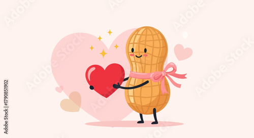 A Charming Peanut Character Sharing Affection And Embracing The Sweetness Of Love's Essence