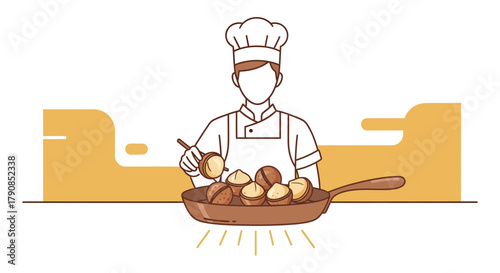 A Culinary Professional Roasting Gourmet Macadamia Nuts In A Sizzling Pan