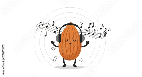 A Cheerful Nut Enjoys Music and Harmony While Grooving to the Rhythms of Notes