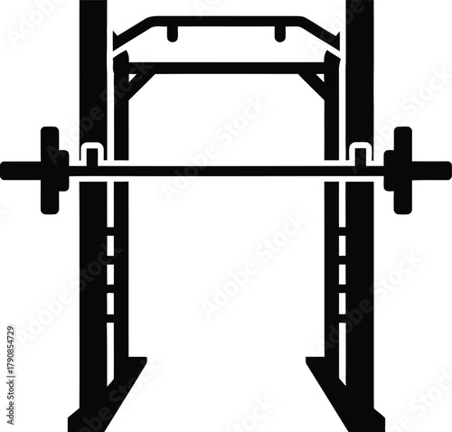 Loaded Barbell Squat Cage for Gym Powerlifting Training Vector silhouette