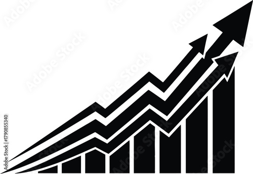 Statistical Performance Bar Graph Showing Data Growth Concept Vector silhouette