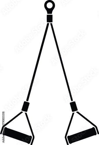 Suspension Fitness Handles and Anchor Training Equipment Vector silhouette