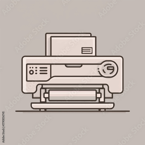 Minimalist Line Art Illustration of an Inkjet Printer for Home or Office Use Depicting Productivity and Modern Technology
