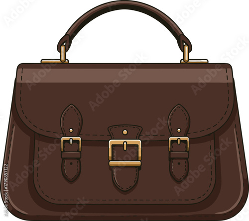 cad drawing flat vector, leather satchel bag sketch, structured handbag design, fashion accessory illustration, classic purse outline, professional bag construction