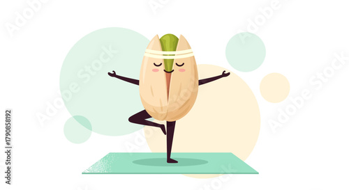 A Meditative Pistachio Balancing In A Yoga Pose, Showing Mindfulness and Healthy Habits