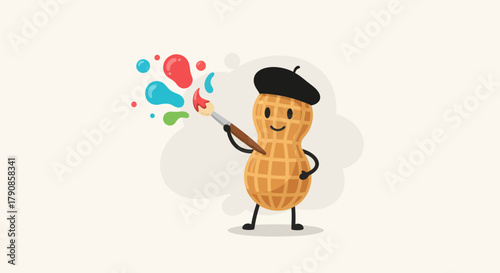 A Nutty Artist Painting a Colorful and Creative Masterpiece with Joy and Flair