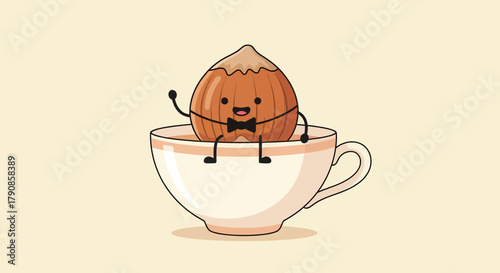A Nutty Friend Welcomes You With a Smile From a Teacup Filled With Warm Cheerfulness