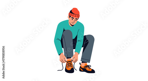 A Person Tying The Laces Of Their Sport Shoes Preparing for an Outdoor Activity