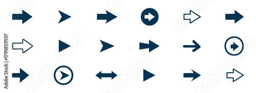 Arrows big Blue set icons. Arrow icon. Arrow vector collection. Arrows vector collection. different Arrows on flat style for web design. 