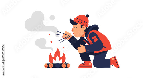 A Person Igniting Fire with Enthusiasm in Adventurous Outdoor Setting