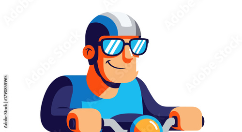 A Smiling Rider With Stylish Sunglasses And A Helmet Enjoying A Pleasant Trip