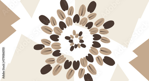 A Spiraling Abstract Coffee Bean Design With Beige And Brown Tones In Action