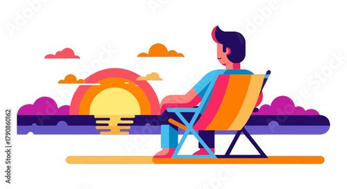 A Person Meditating While Enjoying A Vibrant Sunset on Their Day Off or Vacation