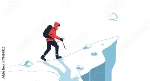 Adventurer Ascending A Snowy Peak Towards An Unseen Horizon Of Ambition