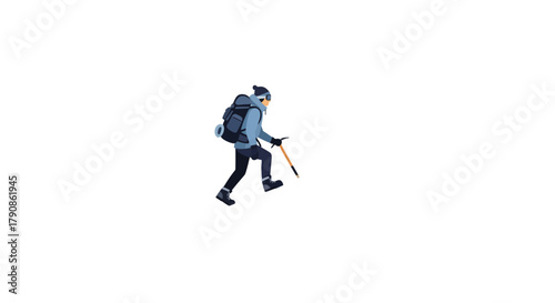 Adventurer Ascending A Steep Slope Against A Black Background Illustration