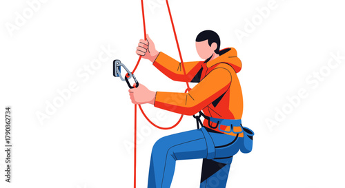 Abstract Illustration of A Person Engaged In Rock Climbing On Black Background