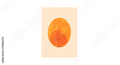 Abstract Illustration of an Orange Shape on a Cream Background in a Black Frame