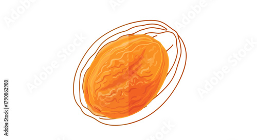 Abstract Illustration of Sun-Kissed Fruit Depicted Against a Black Background