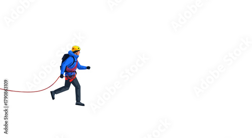 Adventurer Descending With Rope Against The Backdrop Of Utter Darkness