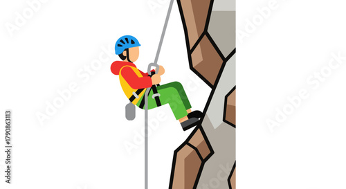 Adventurer Descending Cliff Face: A Vector Depiction of Extreme Mountaineering