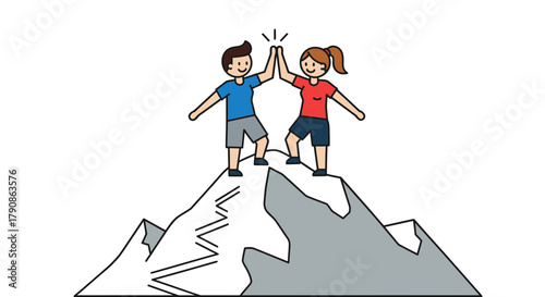 Achievement Celebration On Top of a Mountain, Symbolic of Triumph And Success
