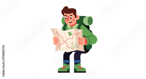 Adventurer Examining Map While Planning New Adventures And Outdoor Expeditions