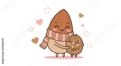 Adorable Nutty Friendship Illustration Depicting Affection And Heartfelt Warmth With Style