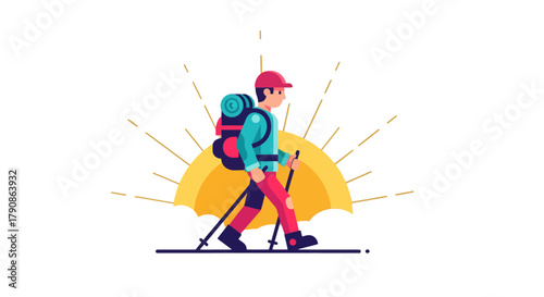 Adventurer Hikes Throughout Sunshine in the Wilderness and Enjoys a Vibrant Sunrise