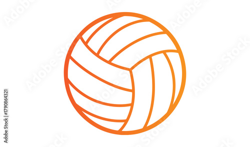 Stylized orange volleyball outline on white background
