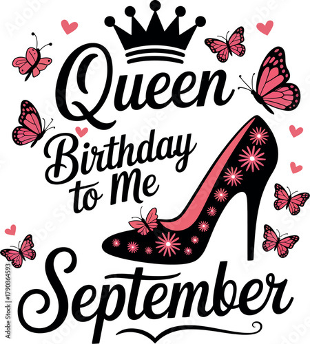 Queen Birthday to Me September crown and high heel shoe illustration