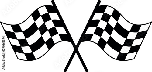 Two checkered flags crossed, signifying the start or finish of a race.